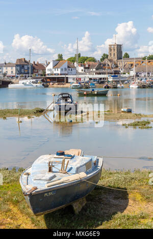 Shoreham-By-Mare, Regno Unito; 3 giugno 2018; barche ormeggiate sul fiume Adur Foto Stock