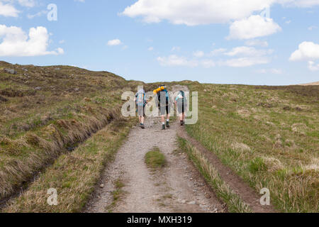 Walkers sul West Highland Way, Scozia. Foto Stock