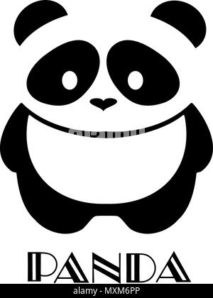 Illustrazione Vettoriale del simpatico orso panda silhouette. Logo design modello. Divertenti panda pigro icona animale logotipo concetto. Illustrazione Vettoriale