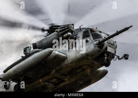 Provincia di Sabah, Malesia (11 novembre 2016) - Un CH-53E Super Stallion si prepara a terra durante la fase di esercizio Tiger Strike 2016 nella provincia di Sabah, Malesia, nov. 11. Tiger colpire 16 è un esercizio di bilaterali tra la Makin Island anfibio gruppo pronto/xi Marine Expeditionary Unit e malese delle forze armate concepite per migliorare la comunicazione e il coordinamento e aumentare la prontezza di combattimento nel contesto di un patto di stabilità e sicurezza nella regione. Lo Stallone e il suo equipaggio sono con Marine mezzo squadrone Tiltrotor 163 (rinforzato). (U.S. Marine Corps photo by Lance Cpl. Brandon Maldonado/rilasciato) Foto Stock