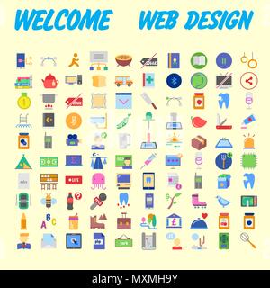 Sfondo arancione 100 universale Icon Set per il web e mobile. Illustrazione Vettoriale Illustrazione Vettoriale