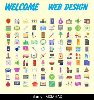 Sfondo arancione 100 universale Icon Set per il web e mobile. Illustrazione Vettoriale Illustrazione Vettoriale