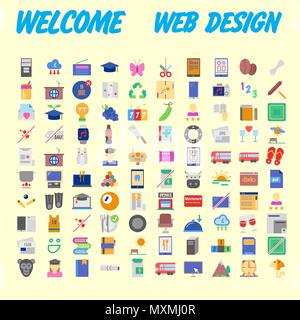 Set di 100 isolato moderno minimale semplice ed elegante icone colorate. Illustrazione Vettoriale Illustrazione Vettoriale