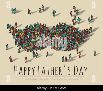 Padri giorno affollano la gente di baffi simbolo Illustrazione Vettoriale