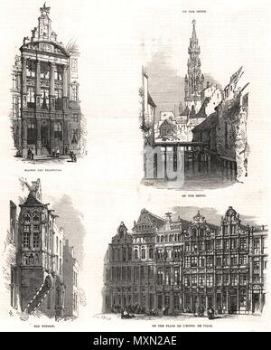 Bruxelles. La Maison des Brasseurs; Senne (Zenne) ; Place de L'Hotel de Ville 1872. Il Illustrated London News Foto Stock