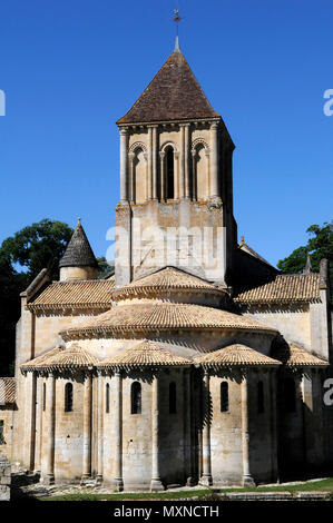 Melle (79): abside della chiesa di Saint-Hilaire-de-Melle. Registrati come un Sito Patrimonio Mondiale dell'UNESCO sin dal 1998 come parte dei siti del Patrimonio Mondiale di Foto Stock