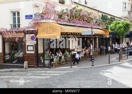 Vrai Paris ristorante, 33 Rue des Abbesses, 75018 Parigi, Francia e d'Europa. Foto Stock