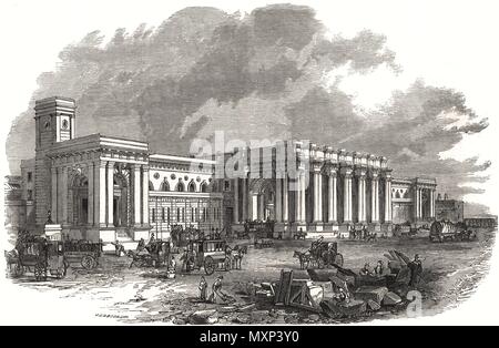 La Grande Stazione Centrale di Newcastle-upon-Tyne. Northumberland 1850. Il Illustrated London News Foto Stock