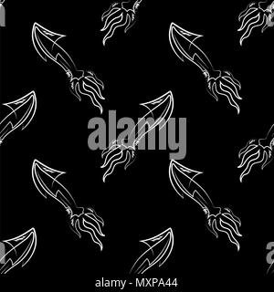 Calamari silhouette perfetta Pattern. Carino con frutti di mare. Animale sotto l'acqua. Il Mostro Marino Foto Stock