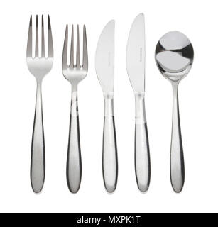Set di posate in acciaio inossidabile. Foto Stock