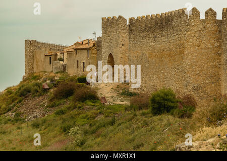 Porta di ingresso della parete alla città di Urueña, uno dei più bei villaggi in Spagna, Valladolid, Europa Foto Stock