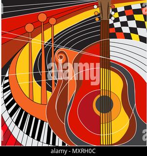 Illustrazione colorata di strumenti musicali Illustrazione Vettoriale