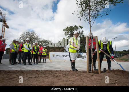 Sito Wildernesse, cava della guarnizione Rd, Sevenoaks, TN13 3SL. Il 9 settembre 2016. Una piantagione di alberi evento segna l'inizio dei lavori di costruzione di una grammatica schoo Foto Stock