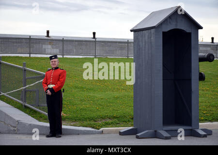 Una guardia a Fort Henry a Kingston, Ontario, Canada Foto Stock