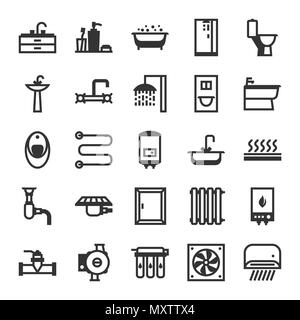 Plumbing icon set. Illustrazione Vettoriale