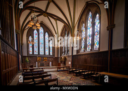 Landmark Romanico Gotico interior Chester Cathedral, Cheshire, Inghilterra, grado che ho elencato la attrazione turistica nel centro della città, Foto Stock