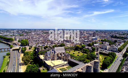 Fotografia aerea della città di Angers centre, Maine et Loire Foto Stock