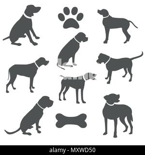 Silhouette nera di cani Illustrazione Vettoriale