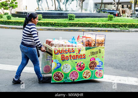 Città del Messico,Ispanico,messicano,Polanco,Glorieta del Charro del Misterio,circolo del traffico,donna donna donne,venditori ambulanti sel Foto Stock