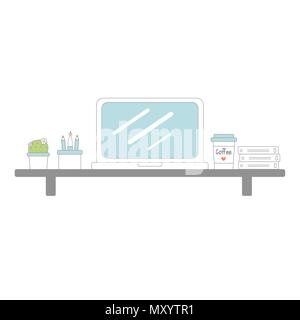 Carino workplace illustrazione vettoriale Illustrazione Vettoriale