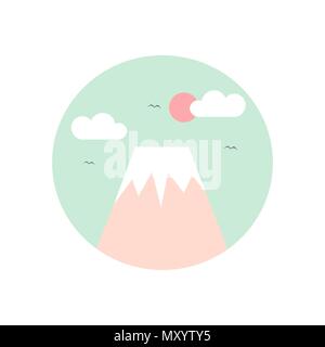 Giappone monte Fuji icona vettore Illustrazione Vettoriale