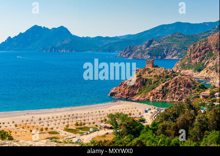 Villaggio costiero di Porto, Corsica, Francia Foto Stock