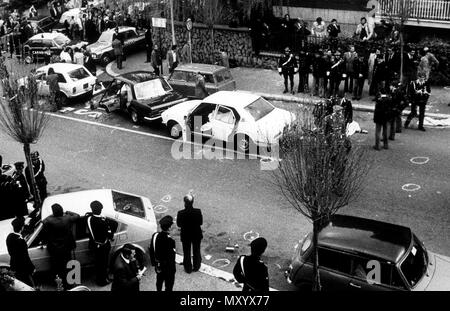 Imboscata e il rapimento di Aldo Moro, via Mario Fani, Roma, 16 marzo 1978 Foto Stock