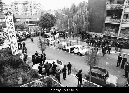 Imboscata e il rapimento di Aldo Moro, via Mario Fani, Roma, 16 marzo 1978 Foto Stock