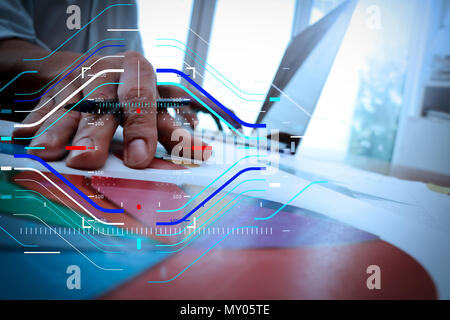 Business con schema virtuale e IOT Foto Stock