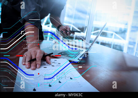 Business con schema virtuale e IOT Foto Stock