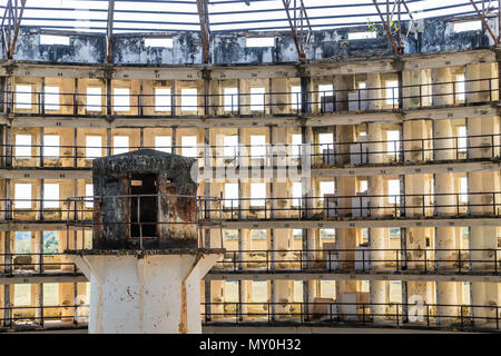 Vista interna del Presidio Modelo, prigione modello costruito alla fine degli anni venti su Isla de la Juventud, Cuba Foto Stock