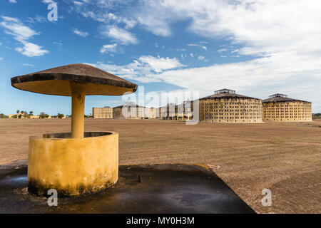 Vista esterna del Presidio Modelo, prigione modello costruito alla fine degli anni venti su Isla de la Juventud, Cuba Foto Stock