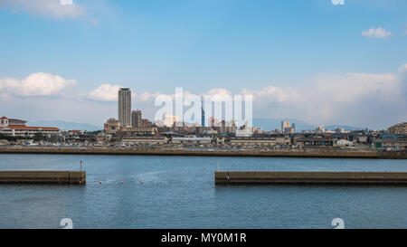 Fukuoka e dello skyline della città in Giappone. Foto Stock