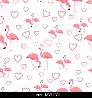 Uccello tropicale sfondo Flamingo - Seamless vettore di pattern Illustrazione Vettoriale