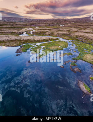Area Dynjandi, West fiordi, Islanda Foto Stock