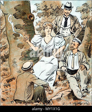 . Inglese: routine. - Oh, Miss Alma, si sono sicuramente anche talvolta geloso! - Geloso?! Io? Non so - ho sempre subito un secondo! Dansk: rutine. - Aa, Frøken Alma, De er vist ogsaa undertiden skinsyg! - Skinsyg?! Jeg? Det kender jeg ikke, - jeg har altid straks en anden! . Il 27 settembre 1896. anonimi Rutine 465 RAVNEN1896 Foto Stock