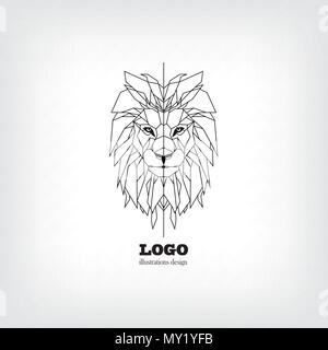 Lion vettore logo design icona Illustrazione Vettoriale