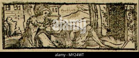 . Français : Sorcière ou coupant Canidie les cheveux d onu homme endormi ou mort. Extrait de la pagina de couverture du Quinti Orazi Flacci epodon liber. Autore : Orazio, Flaccus Quintus. Éditeur : apud Pamphilum G. Data d'édition : 1517. Identifiant : http://www.e-rara.ch/doi/10.3931/e-rara-250 . Il 10 febbraio 2014, 19:58:06. Anonimo 496 Sorciere ou coupant Canidie les cheveux d onu homme endormi ou mort Foto Stock