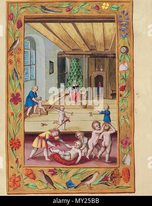 498 Splendor Solis - Traité d'Alchimie - Enfants jouant Foto Stock