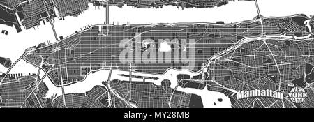 Mappa di Manhattan con la tipografia Logo. Molto scrupoloso versione con ponti e senza nome. Il logo di Manhattan e Big Apple segno raggruppate seperatly. Illustrazione Vettoriale