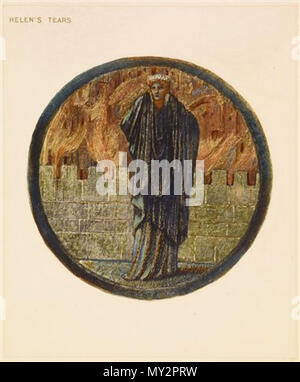 . Inglese: secondo il Birmingham Musei sito 'una pagina dalla edizione facsimile di Burne-Jones' Fiore libro, uno di 38 disegni ad acquerello riprodotto da Henri Piazza et Cie, per la raffinata arte della società, Londra in 1905.' Fiore a cui si fa riferimento è 'Helen lacrime dell' . 1905 520 Il Fiore libro - Helen's lacrime Foto Stock