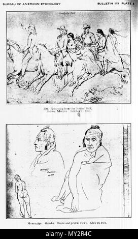 . Inglese: schizzi circa la vita degli indiani e i commercianti di pellicce che hanno abitato i messaggi commerciali delle grandi aziende di pelliccia sul Mississippi e la parte superiore del Missouri fiumi nel West americano dal 1846 al 1852. 1851. Rudolph Friedrich Kurz 521 Il Kurz Sketchbook piastra 6 Foto Stock