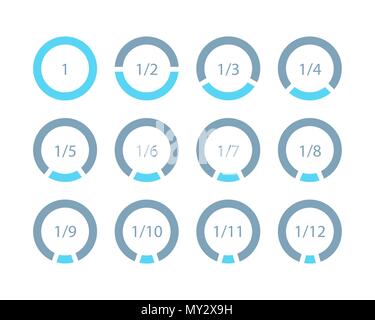 Impostare le frazioni di matematica parti del modello di anello per infographics. Illustrazione Vettoriale. Illustrazione Vettoriale