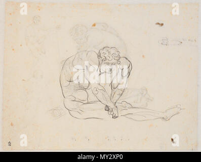 . Dansk: Nicolai Abildgaard Dansk, 11-09-1743 - 04-06-1809 Udkast til Filoktet-figuren, (ca. 1774-1775) TEKNIK: Blyant Dimensione: 168 x 223 mm ERHVERVELSE: Erhvervelsesår ubekendt. Erhvervet før registrerings påbegyndelse ho 1887 - Før 1887 INV.nr.: KKSgb3601 verso . 29 maggio 2015. Nicolai Abildgaard (1743-1809) Descrizione pittore danese, designer e architetto, scultore e docente universitario Data di nascita e morte 11 Settembre 1743 4 Giugno 1809 Luogo di nascita e morte Copenhagen Copenhagen periodo di lavoro romanticismo la posizione di lavoro di Copenaghen (1764); Roma (1772 - 1777) Autorità di controllo : Q31 Foto Stock