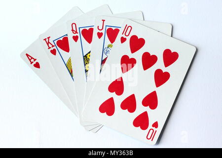 Un royal flush deck di carte - poker Foto Stock
