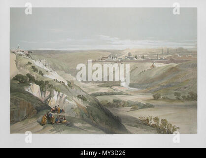 . Русский: Иллюстрация из Еврейской энциклопедии Брокгауза и Ефрона (1906-1913). ("Вид с Масличной горы") Inglese: Illustrazione da Brockhaus e Efron Enciclopedia Ebraica (1906-1913) . prima del 1906. НХ 87 Brockhaus e Efron Enciclopedia Ebraica (Gerusalemme dal monte degli Ulivi) Foto Stock