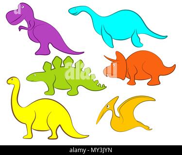 Cartoon dinosauro di set di caratteri Illustrazione Vettoriale