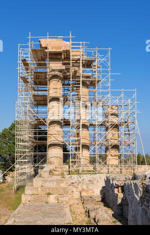 Il Tempio di Apollo Pythian in lavori di restauro. L'acropoli di Rodi. L' isola di Rodi, Grecia Foto Stock