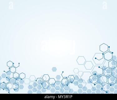 Abstract medici sostanza di sfondo e la progettazione di molecole Illustrazione Vettoriale