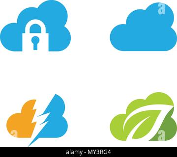 Logo Cloud modello icona vettore illustration design Illustrazione Vettoriale